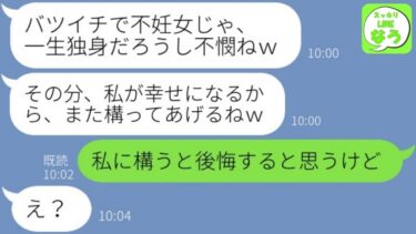 【LINE】私の夫を略奪した女から妊娠＆結婚報告「不妊だし悔しい?w」→離婚後も嫌がらせが続く浮気女にマウンティング返しをしてやった時の反応が…ｗ【総集編】【スッキリLINEなう】