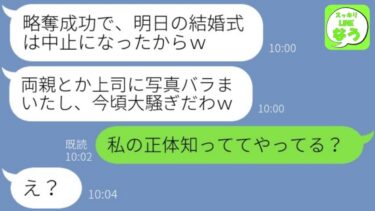 【LINE】結婚式に招待しなかったら式前日に私の婚約者を略奪した女「タワマンにはイケメンが似合うしｗ」→誘ってないのにしつこい寄生虫女にある倒産寸前の事実を伝えた時の反応が…w【総集編】【スッキリLINEなう】