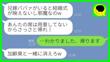 【LINE】私が新郎の会社の取引先社長だと知らずに結婚披露宴で席を用意せず追い返した義妹「ババアがいると映えないのw」→私の正体を知った義妹から大慌ての連絡がwww【ミドリのネタ帳】