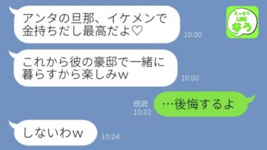 【LINE】結婚式当日、私の夫に一目惚れした女から略奪連絡「イケメンとブスは離婚する運命だからｗ」→勘違いする浮気同級生に旦那の正体を伝えた時の反応がwww【総集編】【スッキリLINEなう】