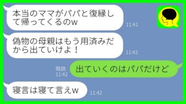 【LINE】ある日突然、同居の私を追い出す夫と義理の娘「本当のママが帰ってくるのw」→家族に尽くしてきた継母を捨てた親子の悲惨な末路がwww【ミドリのネタ帳】