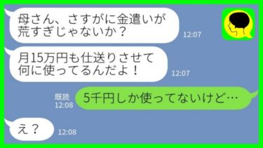 【LINE】一人暮らしの私を心配して毎月仕送りしてくれる息子から突然のブチギレ連絡「金遣いが荒すぎる！」私「5千円しか使ってないけど…」→実は【ミドリのネタ帳】