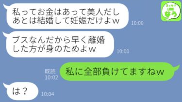 【LINE】私の夫に一目惚れして略奪を実行した40歳の勘違い社長令嬢「離婚したほうがあんたの身のためよw」→強引に離婚させるクズ女に衝撃の事実を伝えた結果…w【スッキリLINEなう】