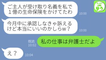 【LINE】夫が亡くなった翌日に浮気女「ご主人の子供を妊娠しています。生命保険受取人は私です」→保険証書などの書類一式を持ってきたので…【スッキリLINEなう】