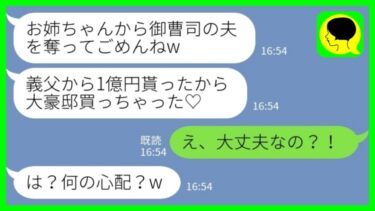 【LINE】御曹司の夫を奪って1年前に蒸発した妹が幸せ自慢「1億円の豪邸買っちゃった♡」私「え、大丈夫なの？！」→とんでもない勘違いをした妹の末路が…www【ミドリのネタ帳】