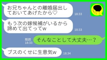 【LINE】兄嫁の私をブスと見下して勝手に離婚届を提出した美人の義妹「お兄ちゃんもブスとは別れるってw」私「そんな事して大丈夫…？」→その後、義妹が必死に離婚届を取り下げようした理由がwww【ミドリのネタ帳】