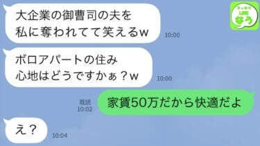 【LINE】3年前に御曹司の夫を奪った幼馴染から嫌味連絡「一生独身で貧乏とか笑えるわw」→セレブ気取りの勘違い女に真実を教えてやった結果w【スッキリLINEなう】