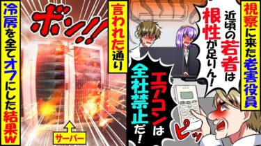 子会社の視察に来た老害役員「最近の若者は根性が足りん!全社エアコン禁止!」俺「本当にいいんですね」→言われた通り、冷房を全てオフにした結果…【スカッと】【アニメ】【漫画】【2ch】【今日のLINE】