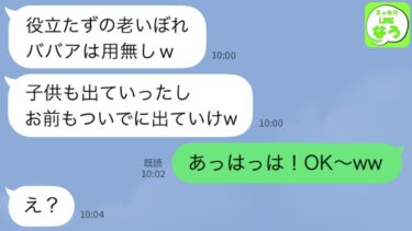 【LINE】25年連れ添った夫「老いぼれババアは出ていけw」突然離婚届を突き出してきた→翌日、速攻で引っ越しある事実を伝えた結果…【スッキリLINEなう】