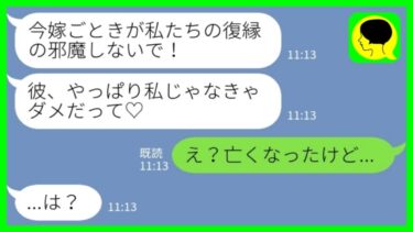 【LINE】2年前に離婚した夫の元嫁が堂々の略奪宣言「彼やっぱり私じゃなきゃダメだって♡」私「え？亡くなったけど…」→嫁が衝撃暴露したその後…【ミドリのネタ帳】