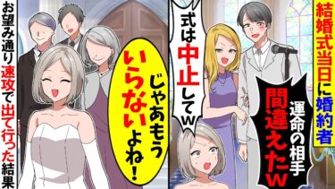 【スカッと】結婚式当日に「運命の相手間違えた」と叫び泣く婚約者→お望み通り離婚してあげた結果【漫画】【アニメ】【スカッとする話】【2ch】【モニロボ】