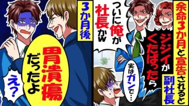 健康診断で余命3ヶ月と宣告後に、副社長「ジジイがくたばったら俺が社長かｗ」その後ガン無視されたので放置→後日、盛大な勘違いが発覚した結果…【スカッと】【アニメ】【漫画】【2ch】【総集編】【今日のLINE】