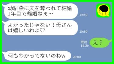 【LINE】幼馴染が私の夫を奪って離婚→私「結婚して1年しか経ってないのにひどすぎるよ…」母「あら、よかったじゃない！」→母が大喜びの理由が最高すぎたwww【ミドリのネタ帳】