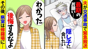 【スカッと】緊急反動で危ない状態の夫「浮気相手と子供に会いたい」私「いいよ」→その後、病室が修羅場と化したｗ【漫画】【アニメ】【スカッとする話】【2ch】【モニロボ】