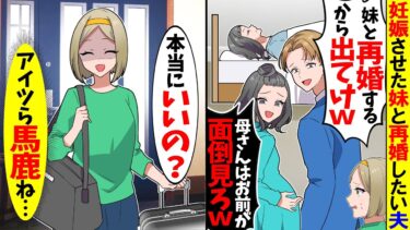【スカッと】妊娠させた私の妹と再婚したい夫に追い出された私「今すぐ出て行け！でも母さんはお前が見ろ！」→速攻で離婚届け提出して家出した結果ｗ【漫画】【アニメ】【スカッとする話】【2ch】【モニロボ】