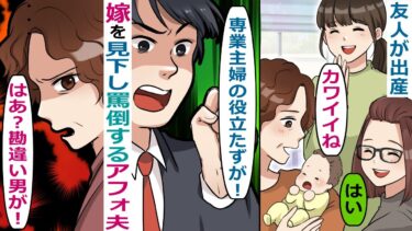 産後の嫁を見下し〇倒するアフォ夫「役立たずのニート女が！」亭主関白気取りの勘違い男に･･【スカッと総集編】【知人のLINE物語】