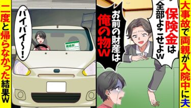 【スカッと】大事故で両親が入院中に夫「保険金は義実家によこせ！嫁に財産は不要ｗ」→夫と永遠の別れを告げた結果w【漫画】【アニメ】【スカッとする話】【2ch】【モニロボ】