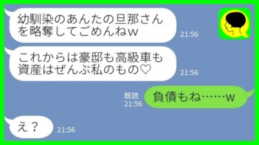 【LINE】「金持ち一家に生まれた私の夫を奪った幼馴染から勝利宣言「資産は全部私のもの♡」私「負債もねww」→夫も何もかも全て幼馴染に譲ってあげた結果www【ミドリのネタ帳】
