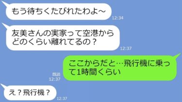 【LINE】ママ友沖縄旅行で私の実家をタダ旅館扱いする図々しいママ友→旅行当日、先回りして待ち構える勘違い女に衝撃の事実を告げた結果ｗ【LINEサロン】